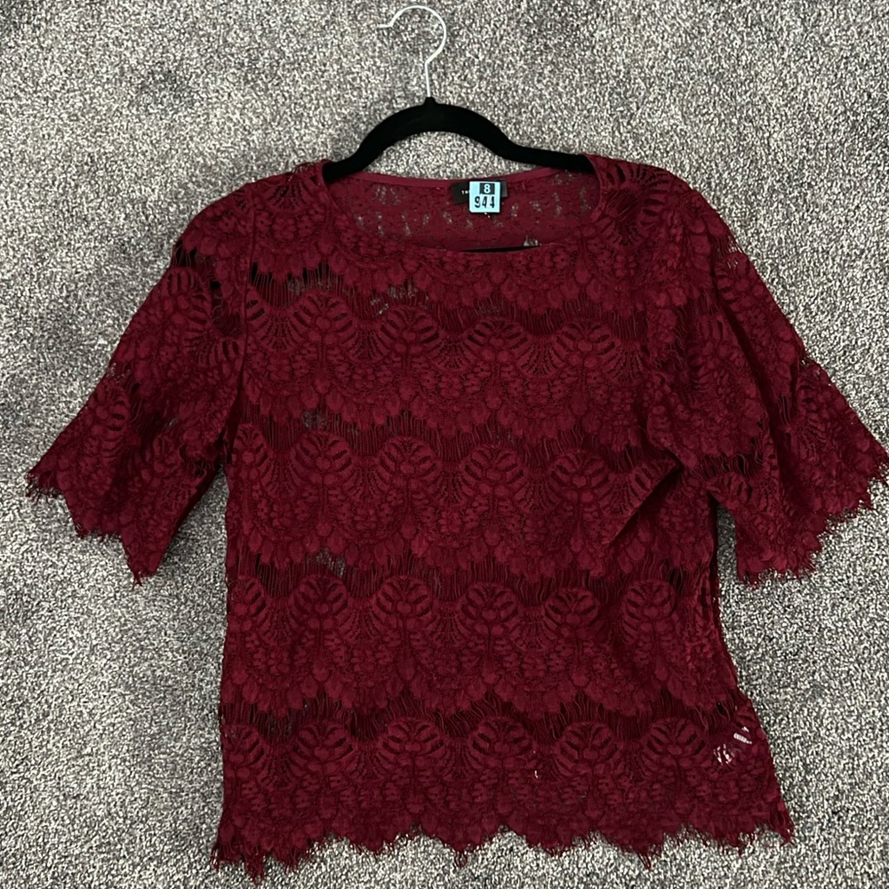 Maroon lace top - The Limited